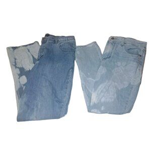 Lee Women's Size 12 Petite Blue Jeans 32x27 Custom Bleached Lot Of Two